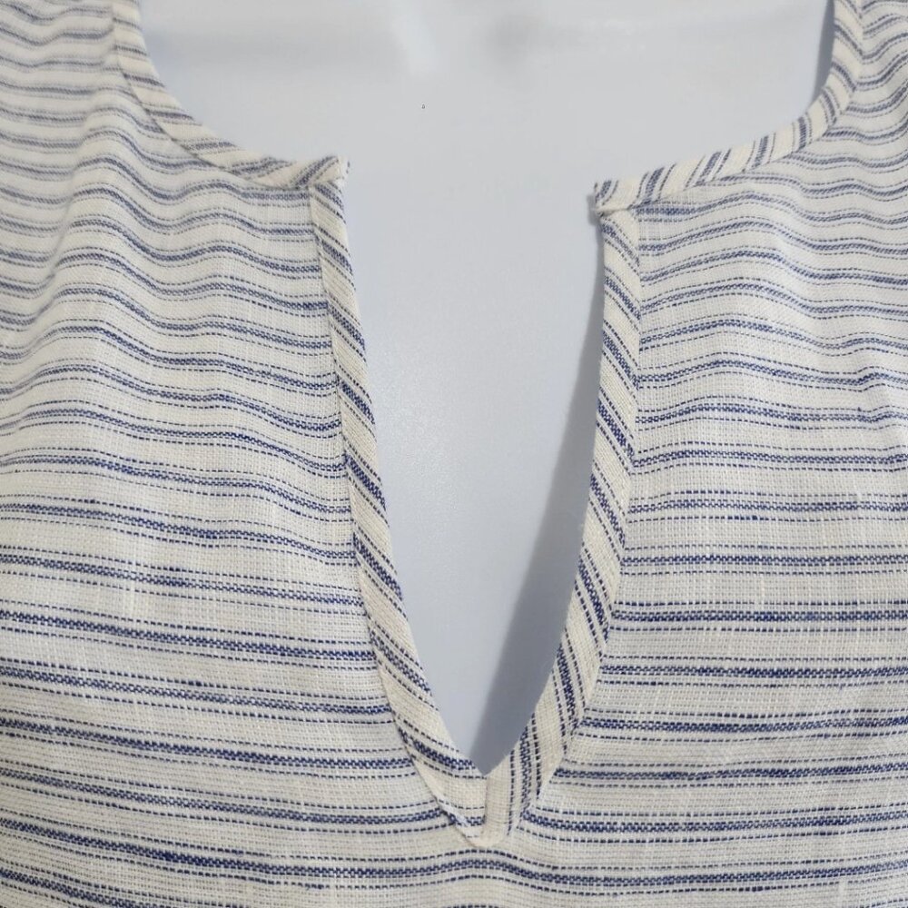 Tory Burch Women's XS Striped Tassel Midi Caftan MSRP $328 Dress In Ivory Blue - Picture 11 of 14
